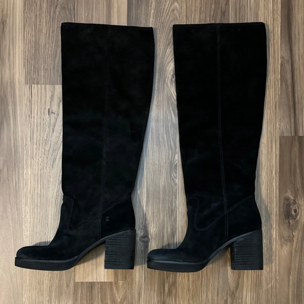 Zodiac Suede Black Over The Knee Vintage Tall Pull On Boots 6